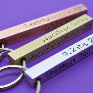 Fathers Day Gift - Personalized -Dad Gift - Dad Keychain - Father's Day Gift - Gift for Dad - Grandpa - Dad est. Childrens name - 4 sided