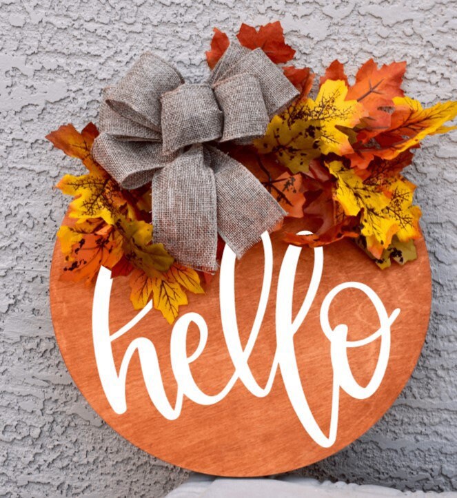 Fall Front Door Decor Thanksgiving Hello Fall Wall Hanger | Etsy
