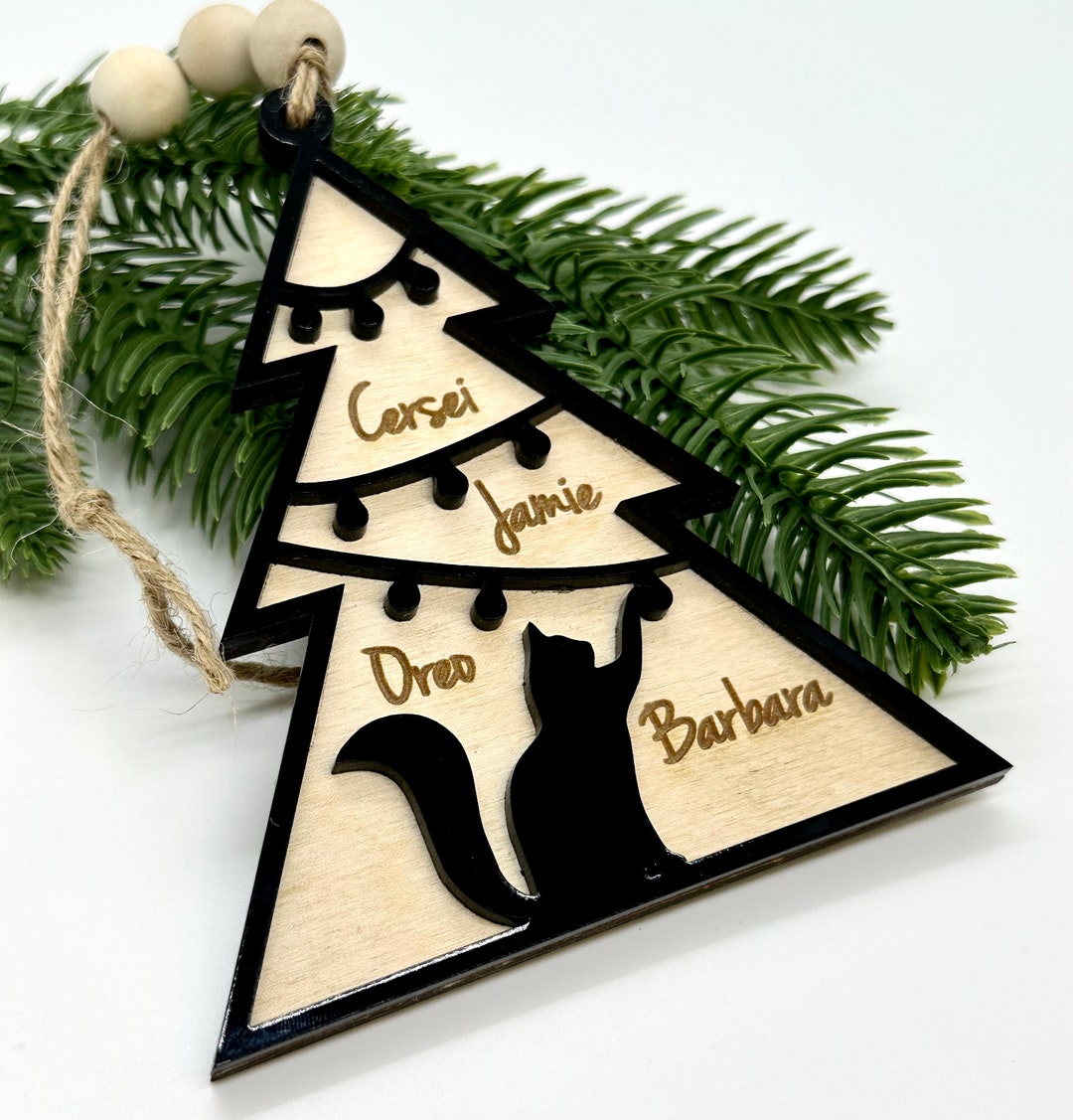 Cat Ornament, Personalized Pet Cats Christmas Tree Ornament Gift for Cat Lovers, Christmas