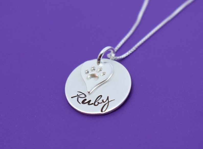 Pet Memorial gift jewelry, Personalized dog loss Gifts Necklace, Cat Remembrance,Fur Baby, In Memory sterling silver sympathy image 1