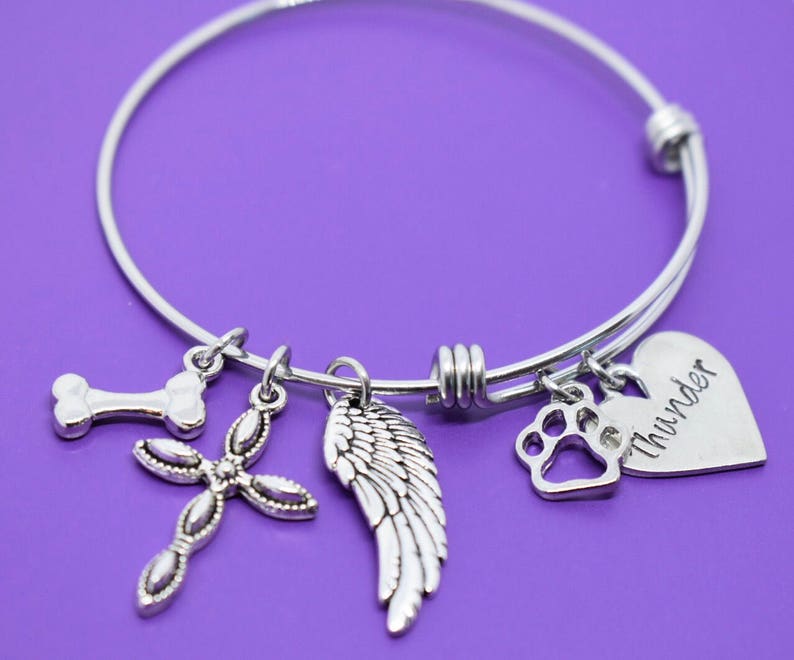 Pet Memorial Jewelry Dog Memorial Bracelet Pet Loss Gift Forever in my Heart In Memory of Dog. Personalized Dog Remembrance image 1