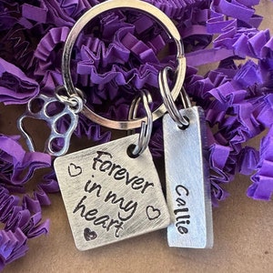 Personalized Pet loss gift, Custom memorial loss of pet sympathy gift dog loss, forever in my heart, remembrance, pewter