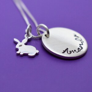 Pet Rabbit Memorial Necklace Gift, Personalized Pet loss Jewelry, Bunny Remembrance, sterling silver image 3