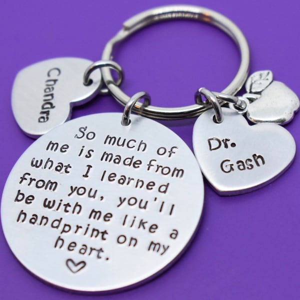 Personalized hand stamped teacher keychain. christmas gift Custom teacher gift. End of year gift for teacher. Teachers appreciation week