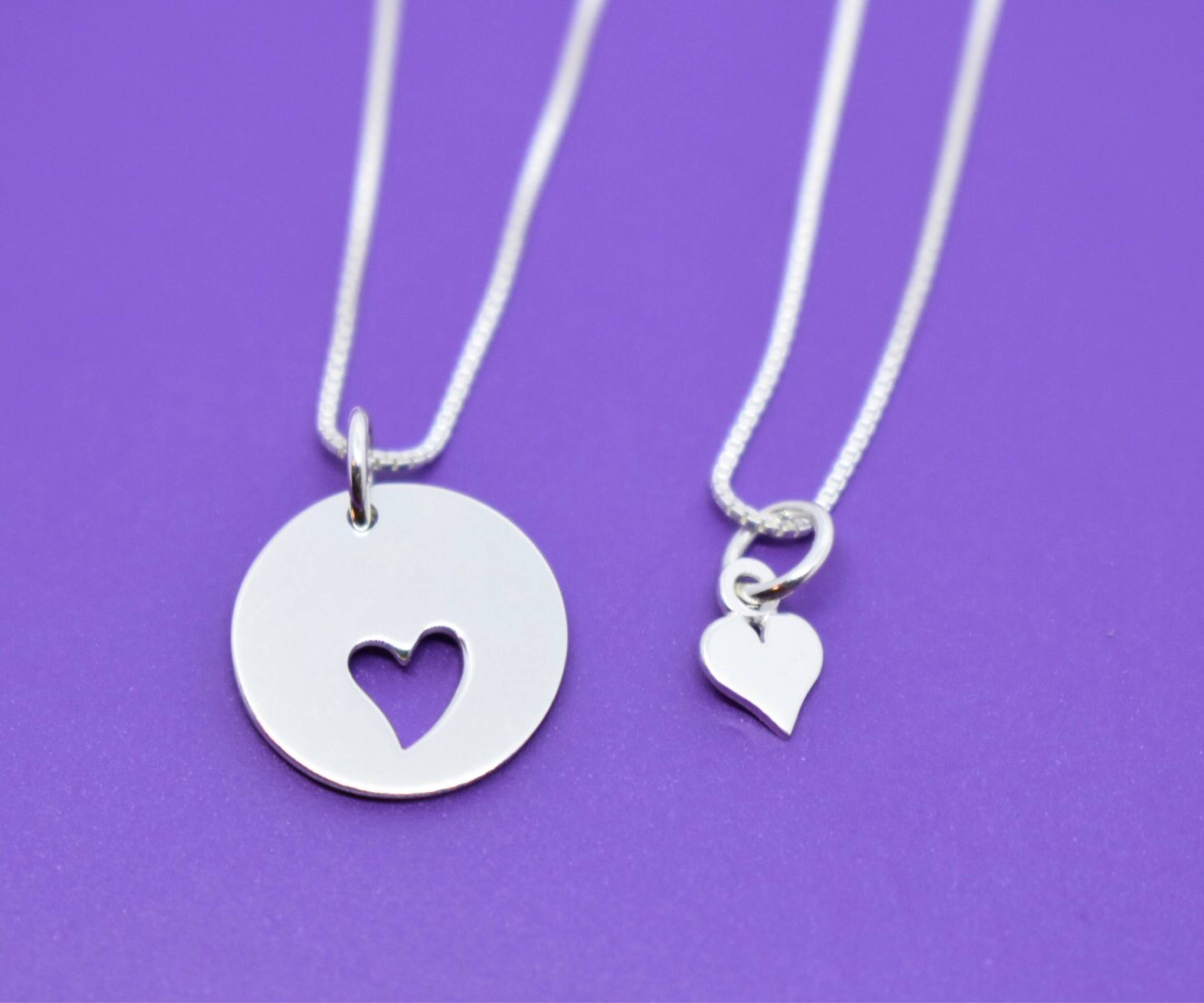 Mother Daughter Necklace Set Mommy and Me Heart Necklace Set Etsy