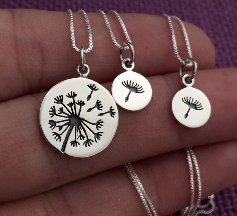 Mother Daughter Necklace Set Dandelion Mother Daughter Etsy