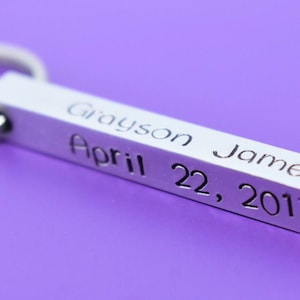 Birth Bar Keychain - Personalized Keychain - Four Sided Keychain - Name Keychain - Family - Fathers Day Gift - Dad Keychain - First