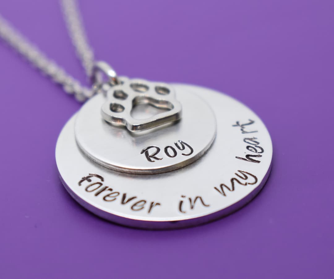 Personalized Pet Memorial Jewelry, Dog Memorial Necklace, Sympathy Gift, Forever in My Heart