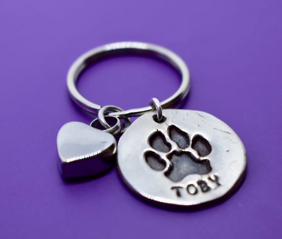engraved paw print keychain