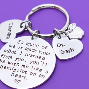 Personalized hand stamped teacher keychain. christmas gift Custom teacher gift. End of year gift for teacher. Teachers appreciation week image 6