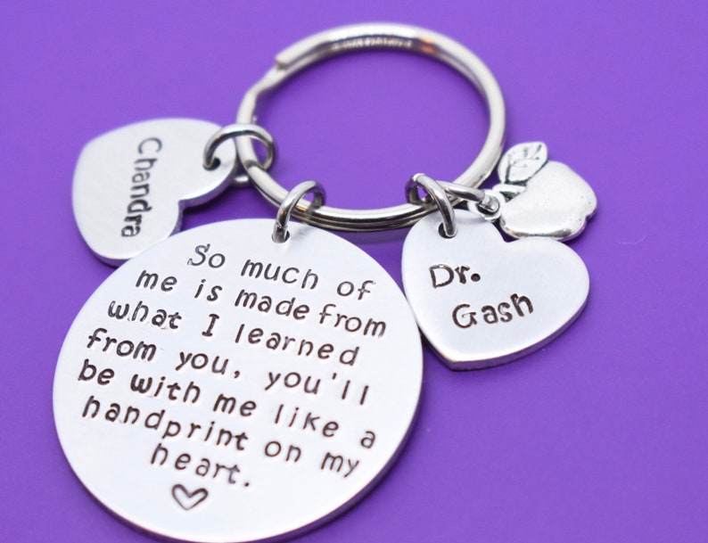 Personalized hand stamped teacher keychain. christmas gift Custom teacher gift. End of year gift for teacher. Teachers appreciation week image 6