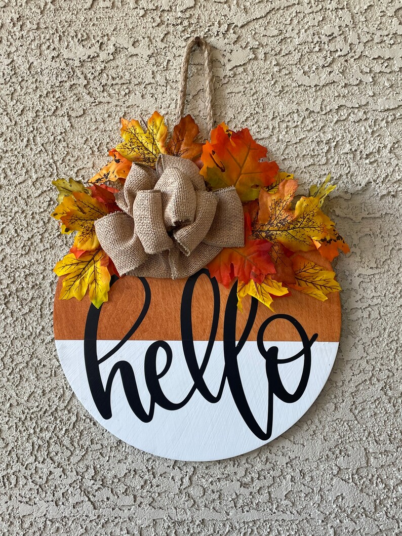 Fall Front Door Decor, Thanksgiving Hello Fall, Wall Hanger, Fall Decor ...