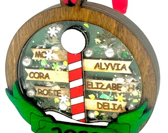 Personalized Family Ornament, with names, year, custom ornament, shaker style, Gift for whole family,  North Pole family Christmas ornament