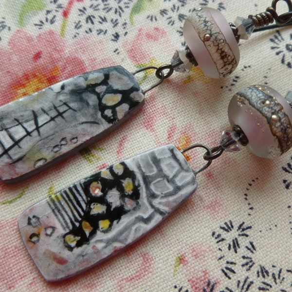 Cobblestone Path, Edgy Earrings, Urban Chic Ceramic Dangles, Funky Artisan Made Gift, sarreve, JosephineWadman, Northernblooms