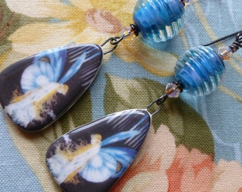 Fairy Earrings, Whimsical Dangles, Wearable Ida Outhwaite Art, Australian  Art, Blue and Black, bluhealer, LindsayDrakeBeads, Northernblooms