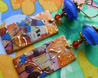 Modern Moroccan, Mismatched Enamelled Brass Earrings, Memories of Marrakesh, Exotic Jewelry, NaelAtelier, Juliyamrboro, Northernblooms