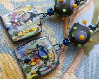 Art For The Ears, Quirky Ceramic Earrings, Funky Unusual Jewellery, Unique Handmade, JosephineBeads, GlassNatalyaDarlin, Northernblooms