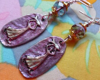 Catch Of The Day! Folk Art Earrings, Fishing Theme, Pretty Pewter Dangles, One Of A Kind, Spring Colors, Inviciti, Northernblooms