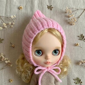 Knitted Pink Pixie Hat for Blythe Dolls