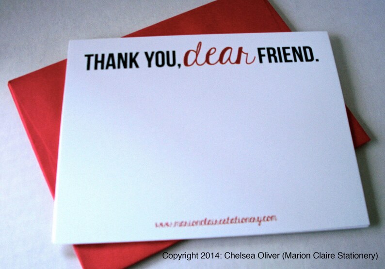 Dear Friend Thank You Notecards