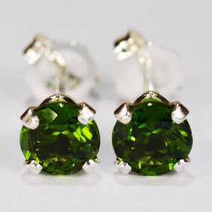 Chrome Diopside Earrings~.925 Sterling Silver Setting~5mm Round~Genuine Natural Mined