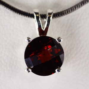 Garnet Pendant~Heavy .925 Sterling Silver Setting ~ 7mm Round ~ Genuine Natural Mined