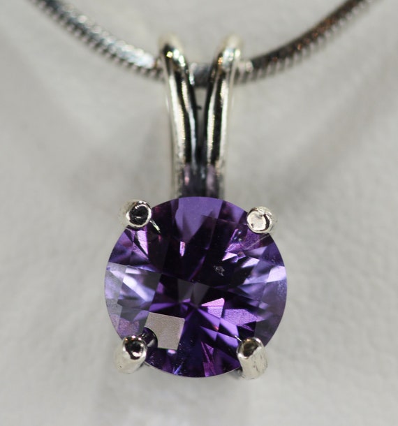 Amethyst Pendant~Heavy .925 Sterling Silver Setting ~ 8mm Round ~ Genuine Natural Mined