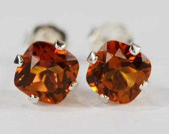 Mystic Autumn Fire Topaz Earrings .925 Sterling Silver Setting~6mm Cushion Cut~Genuine Natural Mined Gemstones