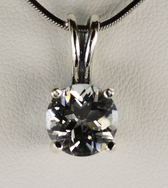 White Topaz Pendant~.925 Fancy Sterling Silver Setting~8mm Round~Genuine Natural Mined