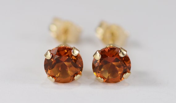 Mystic Autumn Fire Topaz Earrings~14KT Gold Setting~5mm Round Cut~Genuine Natural Mined Gemstones