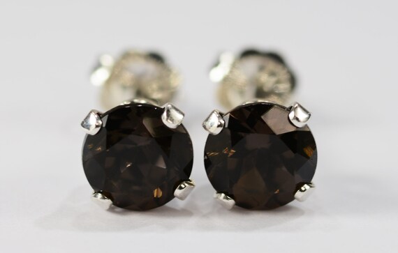 Mystic Charcoal Topaz Earrings .925 Sterling Silver Setting~6mm Round Cut~Genuine Natural Mined Gemstones