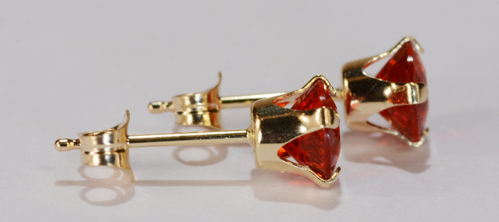 Red Orange Fire Opal Earrings~14KT Yellow Gold Setting~5mm Round ...