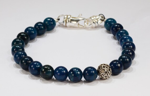Apatite Spiritual Bead Bracelet~.925 Sterling Silver Clasp~8mm Beads~Custom Sizing