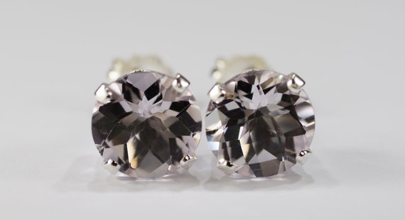 Pink Amethyst Earrings~.925 Sterling Silver Setting~8mm Round~Genuine Natural