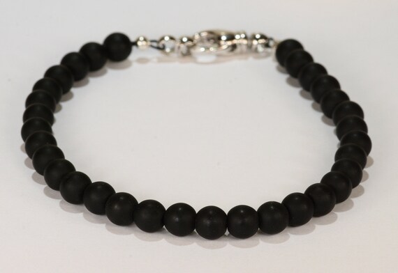 Matte Black Onyx Spiritual Bead Bracelet~.925 Sterling Silver Clasp~6mm Beads - Custom Sizing
