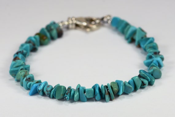 Turquoise Bead Bracelet~.925 Sterling Silver Clasp~approximately 3mm-6mm Irregular Beads ~ Custom Sizing