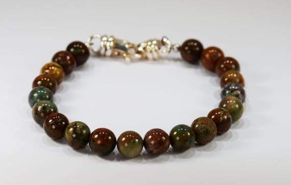 Madagascar Turquoise Bead Bracelet~.925 Sterling Silver Clasp~8mm Beads ~ Custom Sizing