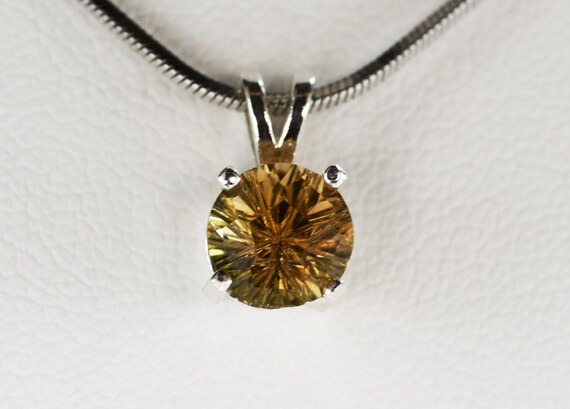 Tourmaline Pendant~Mango-.925 Sterling Silver Setting~7mm Round~Genuine Natural Mined (One Only)