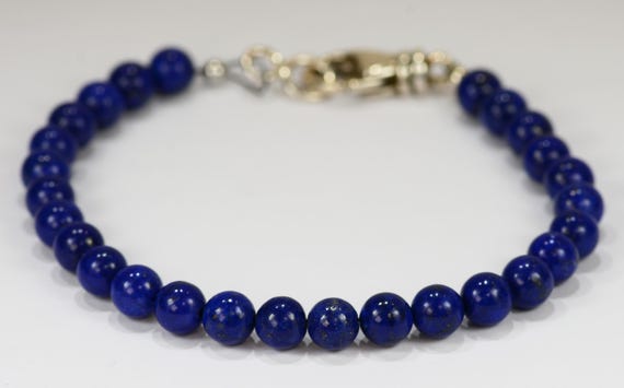 Blue Lapis AA Color Spiritual Bead Bracelet~.925 Sterling Silver Clasp~6mm Beads~Custom Sizing