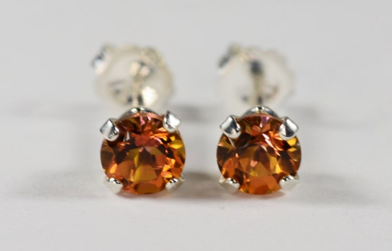 Mystic Twilight Topaz Earrings~.925 Sterling Silver Setting~5mm Round Cut~Genuine Natural Mined Gemstones
