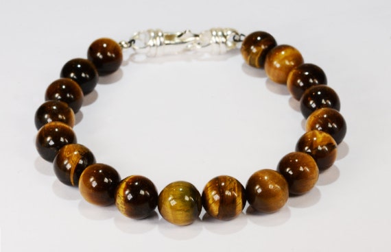 Tigers Eye Spiritual Bead Bracelet~.925 Sterling Silver Clasp~10mm Beads~Custom Sizing