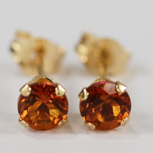Mystic Autumn Fire Earrings~14 KT Yellow Gold Setting~4mm Round~Genuine Natural Mined