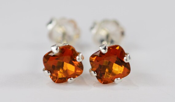 Mystic Autumn Fire Topaz Earrings~.925 Sterling Silver Setting~5mm Cushion Cut~Genuine Natural Mined Gemstones