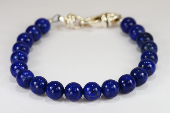 Blue Lapis AA Color Spiritual Bead Bracelet~.925 Sterling Silver Clasp~8mm Beads~Custom Sizing