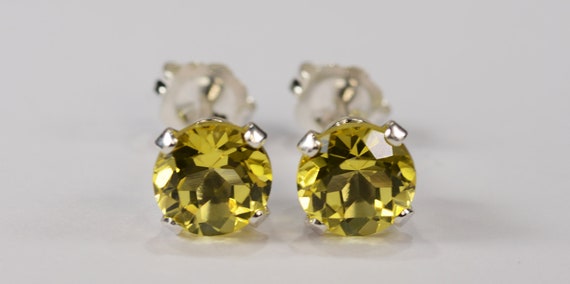 Mystic Canary Yellow Topaz Earrings .925 Sterling Silver Setting~6mm Round Cut~Genuine Natural Mined Gemstones