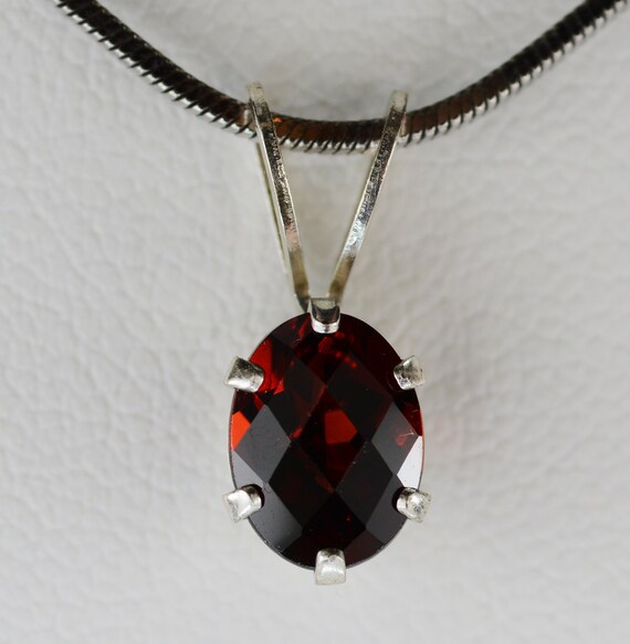 Garnet Pendant~.925 Sterling Silver Setting~8mm x6mm Oval Cut~Genuine Natural Mined