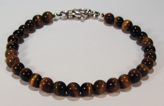 Tigers Eye Spiritual Bead Bracelet~.925 Sterling Silver Clasp~6mm Beads