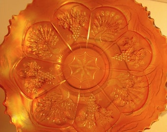 Carnival glass Peacock and Grape marigold flared bowl from 1911:  Free Shipping Continental US