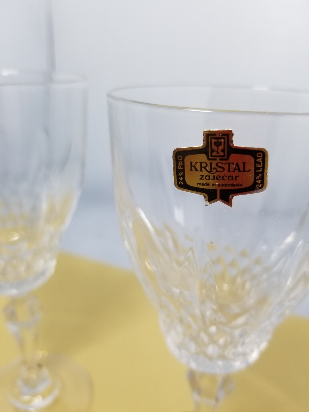 Two Kristal Zajecar 24 Lead Crystal Cocktail Glasses Etsy