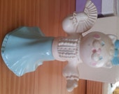 1960 39 s Avon Perfume Bottle Cat with a Bow and a Fan